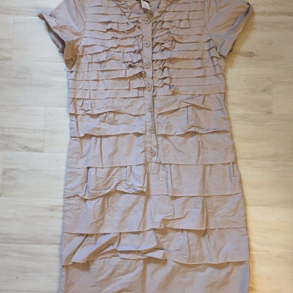 J Crew Blush Carly Ruffled Dress 4 Beige 21494 - Picture 5 of 8